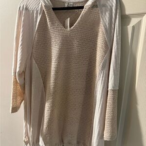 Cato Cream and Tan Knit Top